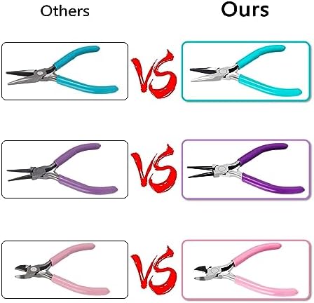 URSKYTOUS 3Pcs Jewelry Pliers Set Jewelry Making Pliers Tools Kit Include Jewelry Making Needle Nose Chain Nose Round Pliers Wire Cutter for Bracelet Beading DIY Craft Jewelry Making Supplies