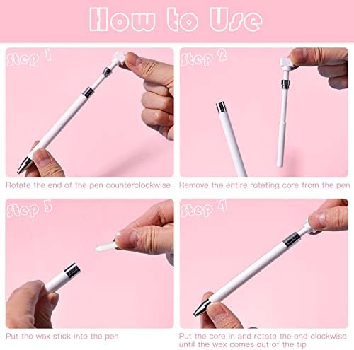 ZYNERY Diamond Painting Pen with Wax, Refillable Wax Pen, Rotating Glue Point Drill Pen for Nail Art Rhinestones, Diamond Art Accessories and Tools, Quickly Pick Up Beads Gems (White)