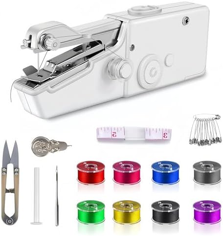Handheld Sewing Machine,Sewing Machines for Beginners,Portable Electric Mini and Samll Hand Held Kit for Adults Included Mannual and Accessories,Sewing Hem Quick Stitching (White)