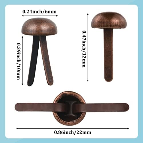 Hotop 500 Pcs Brad for Paper Crafts Metal Paper Fasteners, Red Bronze