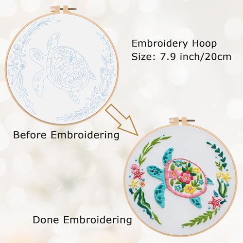 Louise Maelys Sea Turtle Embroidery Kit for Beginners