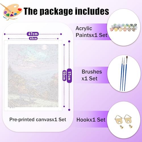 Landscape Paint by Numbers Kit for Adults,Paint by Numbers Adult16x20in | Moon Paint by Number Adult for Home Decor Gifts Includes all supplies