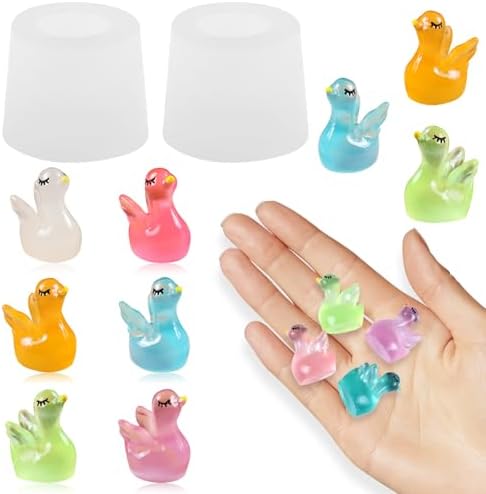 2Pcs Cute Tiny Swan Resin Silicone Mold Micro Dollhouse Animal Epoxy Casting Mold for DIY Resin Art Fairy Garden Miniatures Landscape Crafts Decor