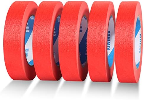 Red Painters Tape,1 in x 60 Yds x 5 Rolls (300 Yards Total)