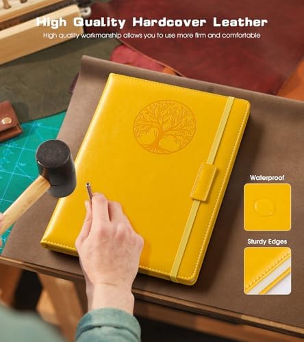 Biuwory Leather Journal Notebook,256 Thick Lined Pages,Hardcover 5.7"×8.3" | Vintage Journal for Women Men,Work,School,Business,Travel Diary,Note taking,College Ruled Writing,Daily Journaling Notebook