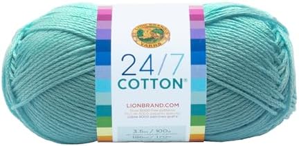 Lion Brand Yarn (1 Skein) 24/7 Cotton® Yarn, Aqua