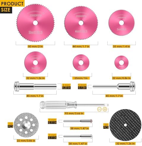 44 Pcs Pink Cutting Wheel Set Compatible with Plastic for Rotary Tool