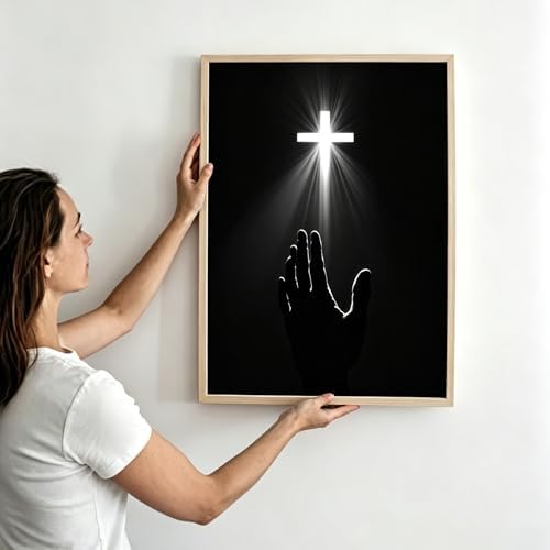 EOPLK 5D Christian Diamond Painting Kits for Adults, Cross Diamond Art Kit for Beginners, Full Drill Round Gem Painting by Numbers for Home Wall Decor Gift, 12x16 inch