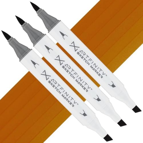 Artfinity Sketch Markers - Set of 3 - Baked Clay E3-6, Vibrant, Professional, Dye-Based Alcohol Markers for Artists, Drawing, Travel, & More
