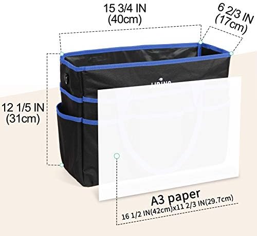 JJRING Large 600D Nylon Artist Organizer Tote Bag With 16 Pockets, Blue