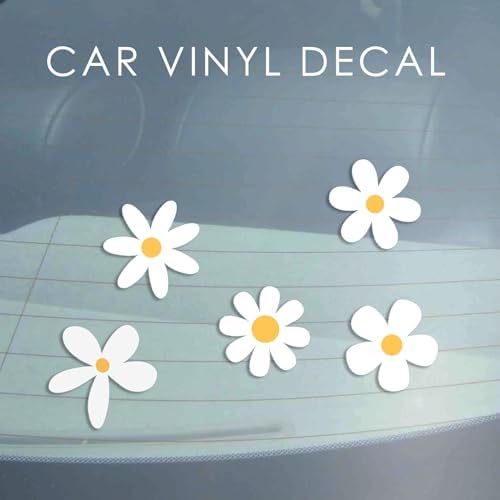 70 X Little Daisy Stickers for Laptop & Phone, Small Floral Vinyl Stickers Cute Aesthetic White Daisy Decals for Water Bottle iPhone Case Notebook, Mini Stickers 1 Inch