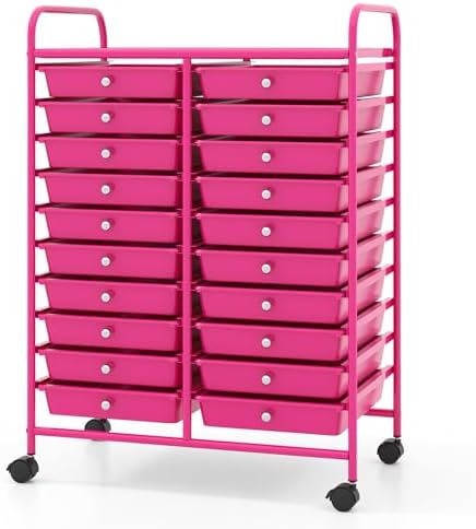 COSTWAY 20-Drawer Rolling Storage Cart, Utility Storage Organizer Cart