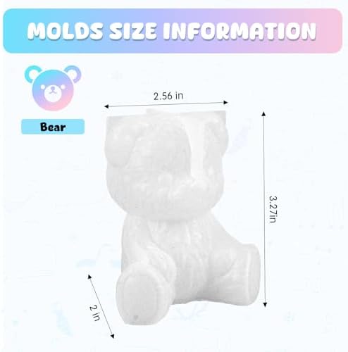 2 Pack Animal Silicone Molds, Bear Resin Molds with Realistic Snail Shapes, 3D Lifelike Candle Mold Fondant Chocolate Candy Candle Soap Molds Cake Home Decoration DIY Crafts (Bear)