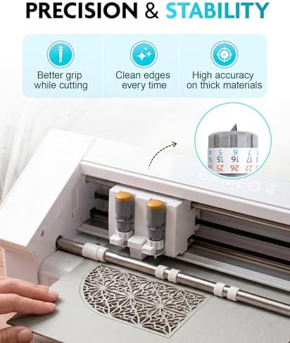 Silhouette 3mm Kraft Blade (Type C) - Cuts Chipboard, Leather, Foam - Cameo 4 Blade Compatible with Cameo 3, Portrait 2 - Ideal for Specialty Material, Thick Cut - Strong Tack Mat Recommended - 2 Pack