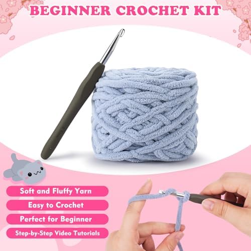 2PCS Kitty Crochet Kit for Beginners Cats Crochet Starter Kit for Adults