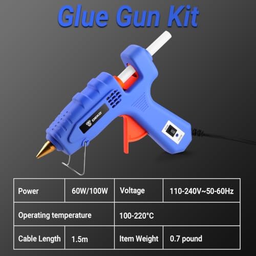 Hot Glue Gun Full Size: DEKOPRO 60/100Watt Dual Temp Hot Glue Gun Kit with 25 Glue Sticks, Organize Storage Case, Heavy Duty Heat Glue Gun Tool Set for Home Repair, Art & Crafts, DIY Blue