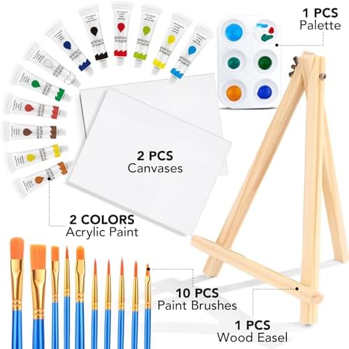 ESRICH 26 PCS Acrylic Paint Set with 12 Colors Acrylic Paints