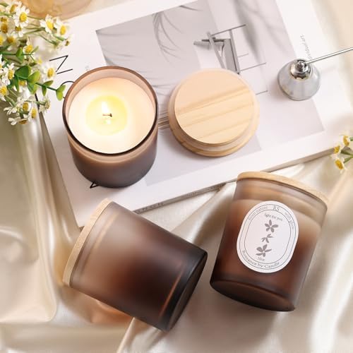 REISEN 12 Pcs 10oz Gradient Amber Candle Jars for Candle Making Kit