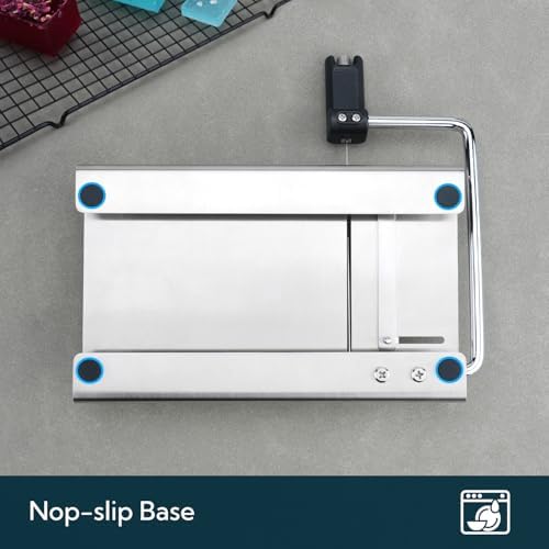 KITCHENDAO Replaceable Wire Soap Cutter,Stainless Steel Tightness Adjustable Soap Slicer with Thickness Guide, Non-Slip Base, with 2 Extra Wires and 1 Screwdriver