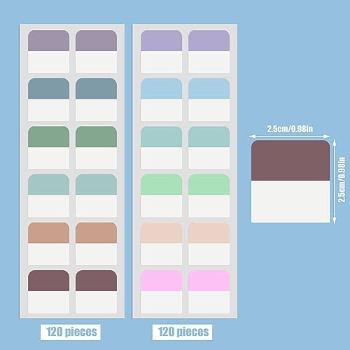 240 Pcs Sticky Index Tabs, Colored Book Sticky Tabs for Notebooks, 1 Inch