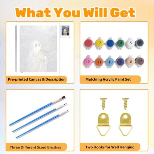 Halloween Paint by Numbers Kit for Adults, Halloween Ghost, 16x20 inch