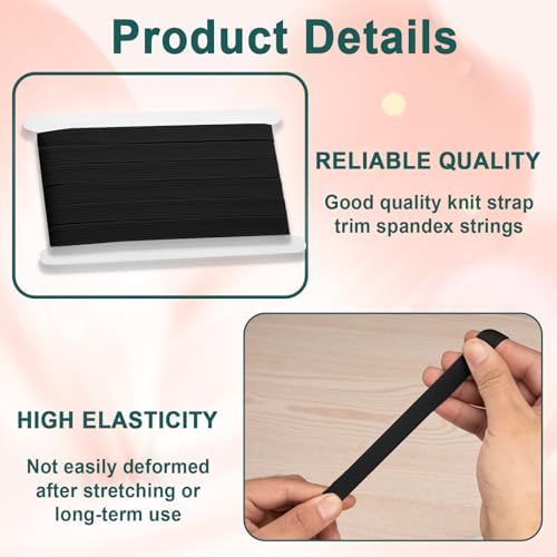 Airisoer Elastic Bands for Sewing 1/2 Inch x 12 Yards, Black