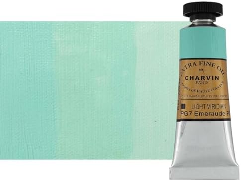 Charvin Extra Fine Oil Paint, Viridian Light 20 mL - Triple-Milled, Rich Texture, Poppy Oil-Based, Light-Fast, Handmade, Archival Quality