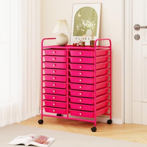 COSTWAY 20-Drawer Rolling Storage Cart, Utility Storage Organizer Cart