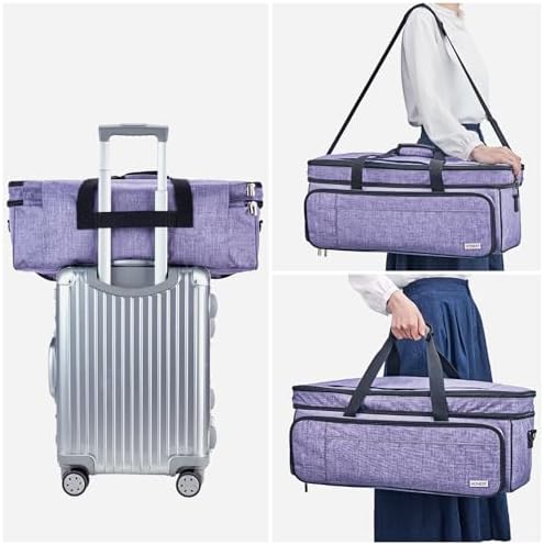 HOMEST Double Layer Carrying Case with Mat Pocket for Cricut and Tools