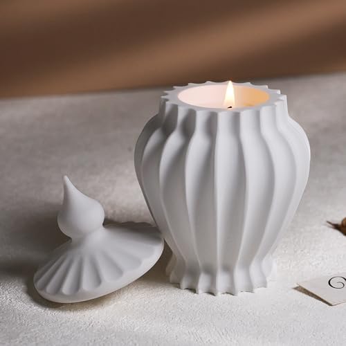 Wehous Vintage Jar Resin Mold with Lid Silicone Box Storage Container Mold for Epoxy Resin Casting Candle Vessels Candy Jewelry Trinket Makeup Holder Unique Concrete Cement Casting Craft Making Decor