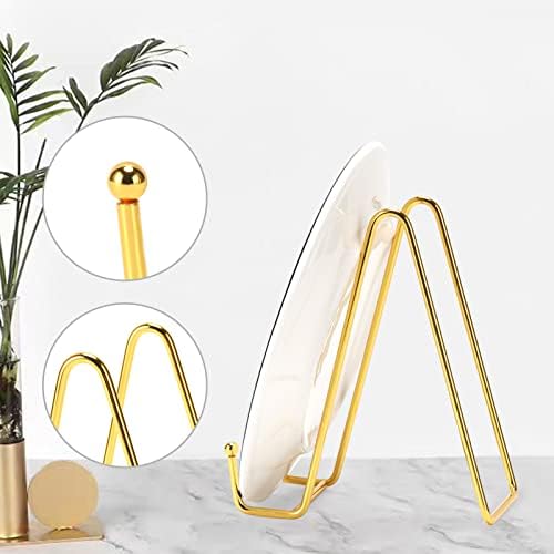 Kruodop 6 Inch Plate Stands for Display, 5 Pack Plate Holder Display Stand, Gold Metal Frame Easel Holder Stand for Pictures,Book, Photo, Decorative Plate