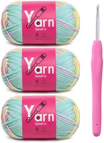 Crochet Yarn 150g/163.5yds Cotton Yarn for Crocheting - Crochet Knitting Yarns for Beginners with Easy-to-See Stitches - Yarn for Crocheting - Parfait Chunky Yarns -Cotton-Nylon Blend (A3)