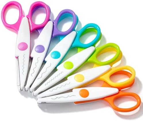 Mr. Pen- Craft Scissors Decorative Edge, 6 Pack, White & Vibrant | Zig Zag Scissors for Crafting, Scrapbooking, Fancy, Pattern, Design