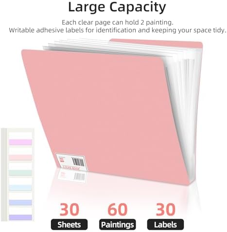 A3 Diamond Painting Storage Book, 60 Views Art Portfolio Presentations Folder with 30 Pages Protectors, 17.3x12.8in