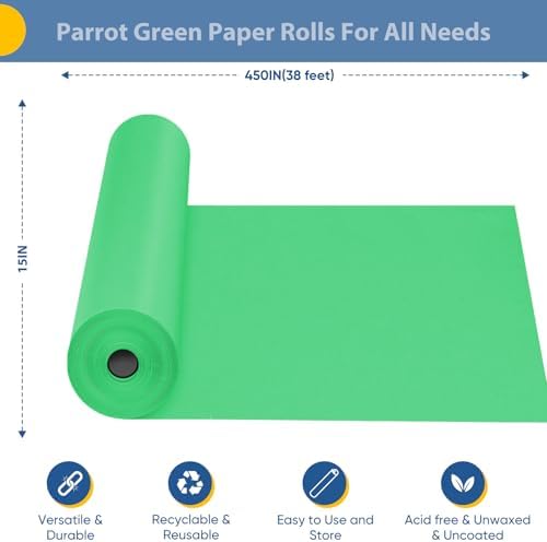 Parrot Green Wrapping Paper 15"x450",Kraft Paper Roll Bulletin Board Paper