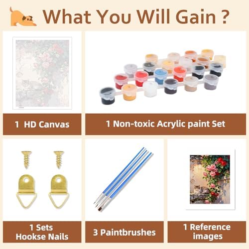 Reivworl Cat Paint by Numbers Kits for Adults, Cat Paint by Number for Adult, Painting by Number Kits for Gifts and Wall Decor 16x20Inch