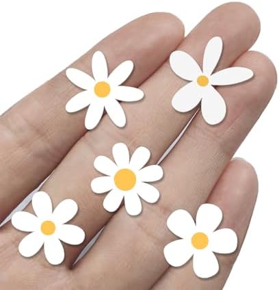 70 X Little Daisy Stickers for Laptop & Phone, Small Floral Vinyl Stickers Cute Aesthetic White Daisy Decals for Water Bottle iPhone Case Notebook, Mini Stickers 1 Inch