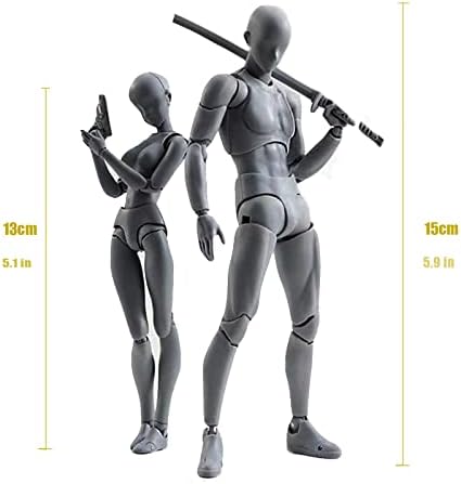Artists Manikin Art Mannequin Figures Supplies Drawing Tools,Small Drawing Figure Model for Action Figure,Set Sketching,PaintingGray-Male