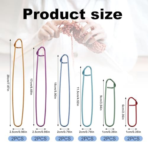 12pcs Knitting Stitch Holders, Handy Yarn Stitch Holder (6 Sizes)