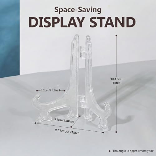 Artliving 4 Inch Clear Plastic Easels or Stand/Plate Holders to Display Pictures or Other Items at Weddings, Home Decoration, Birthdays, Tables (12 Pack)