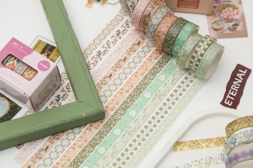 Autumn Botanical Washi Tape Set - 20 Rolls Fall Leaves Adhesive Tapes Arabesques Arts Decorative Masking Tape Sets for Craft, Kids, Scrapbook, DIY, Gift Wrapping (Warm Floral)