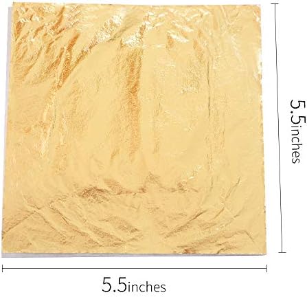 YongBo Gold Leaf Sheets, 100 pc 5.5" Gold Foil Paper for Arts Craft, Painting, Gilding, Slime, Nail Design, Furniture Decoration