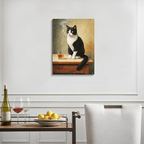 Cat Diamond Art Kits for Adults, Whiskey Round Diamond Painting 12x16 Inch