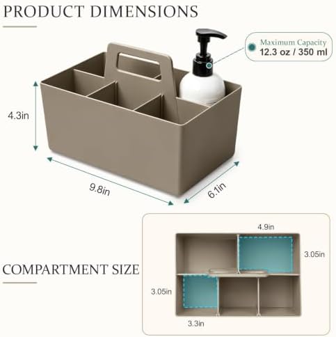 Multipurpose Caddy Organizer with Handle Plastic Desk Storage, Coffee Brown