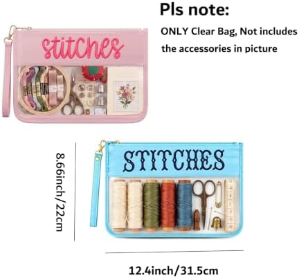 RF REENFAYA Clear Zipper Project Pouch for Needlepoint & Embroidery