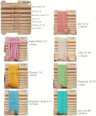 3 Pcs Wood Knitting Gauge Rulers with Lamb Marking Button, 3 Style Square Knitting Tool, Crochet Hook & Knitting Needle Gauge & Knitting Rule, Sewing Rulers for Art Sewing Knitting Crafts