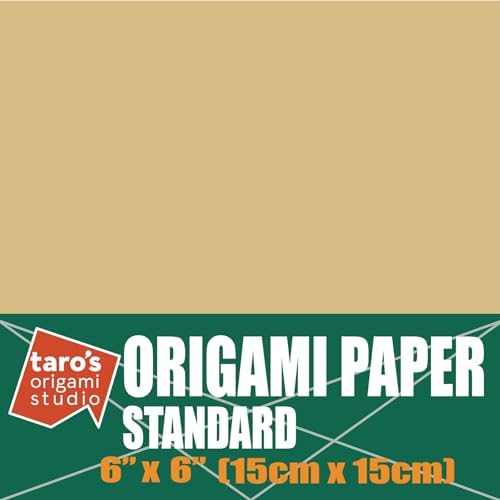 [Taro's Origami Studio] Standard 6 Inch One Sided Single Color (Ivory) 50 Sheets (All Same Color) Square Easy Fold Premium Japanese Paper for Beginner (Made in Japan)