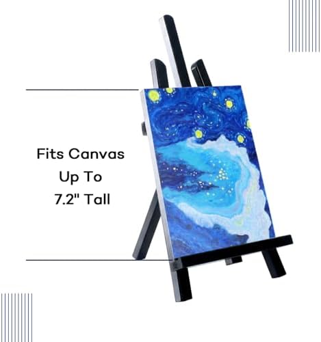 Artkey Black Wooden Display Easel Stand, 13 Inch Folding Tabletop A-Frame Mini Easels for Canvas, Photos, Wedding Signs & Menus, Solid Radiata Pine Wood, 2 Pack