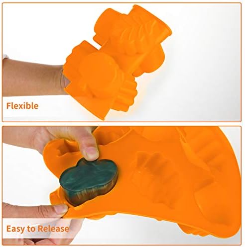 Patelai 2 Pcs Fall Silicone Molds, Pumpkin Maple Leaf, 3D, Orange