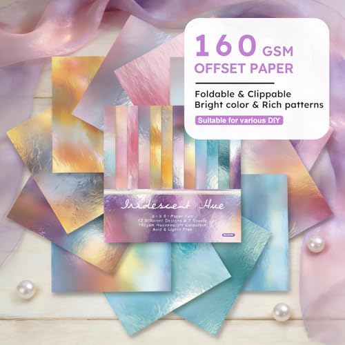 Colorful Macaron Scrapbooking Paper Pad - 24 Sheets 6in Gradient Aesthetic Origami Decor for Collage Decoupage Journals Wrapping Folded Supplies Arts Gift Cardstock DIY Crafts Photo Album